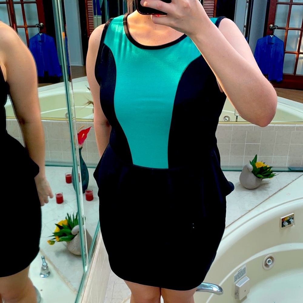 Cute black w turquoise dress